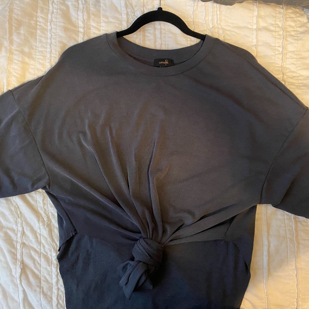 Ribbed short sleeve blouse